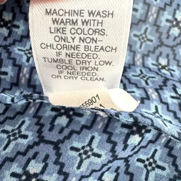 J. Jill Womens Blouse Top Size M Floral Flowy Sheer Boho Feminine Blue - Picture 7 of 8